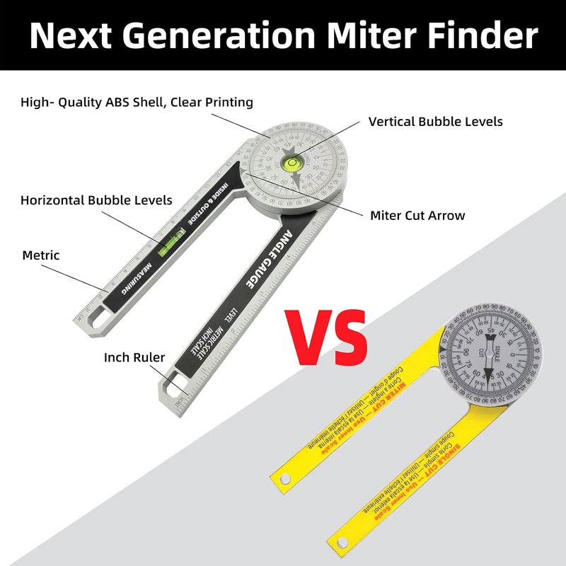 NORTOOLS Miter Saw Protractor, Measuring Tools Precision Laser Inside & Outside Miter Angle Finder with Laser Dial For Carpenters, Plumbers, Building Trades, DIY - Image 3